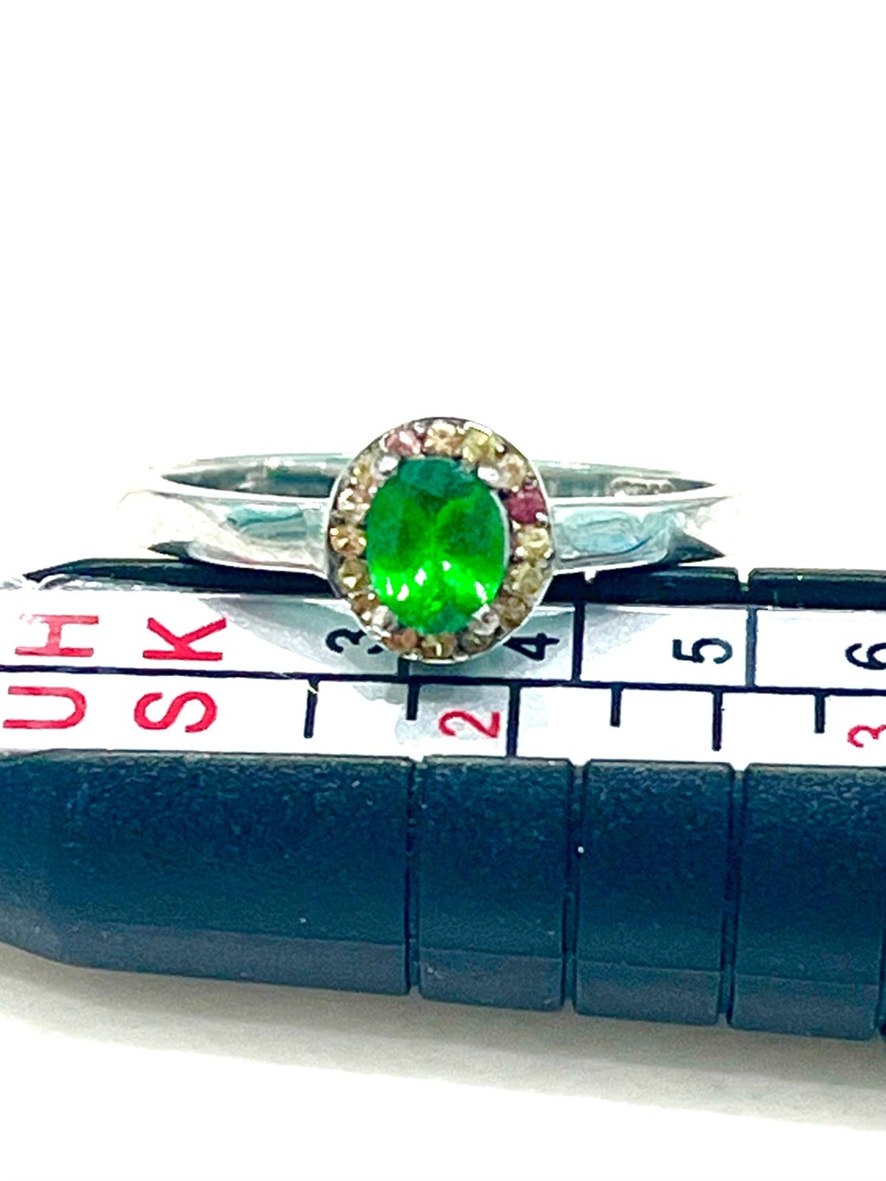 0.5ct Russian Emerald Sapphire Halo Ring